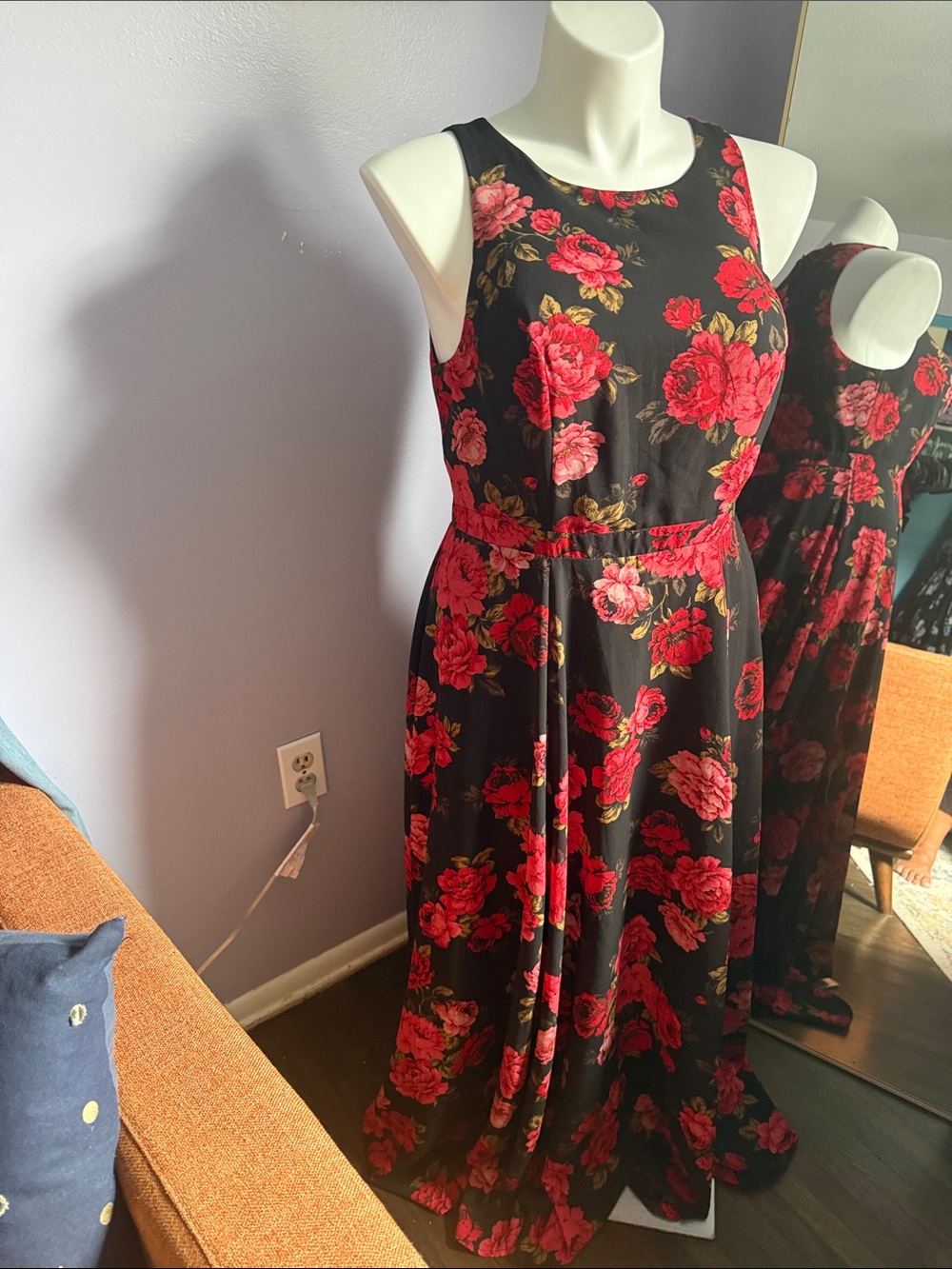 torrid Black Maxi Dress with Red Rose Print